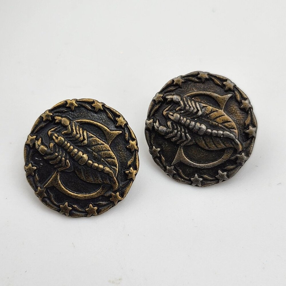 Vintage Raffine Gold Tone Scorpio Zodiac Pierced Round Earrings, 1",‎